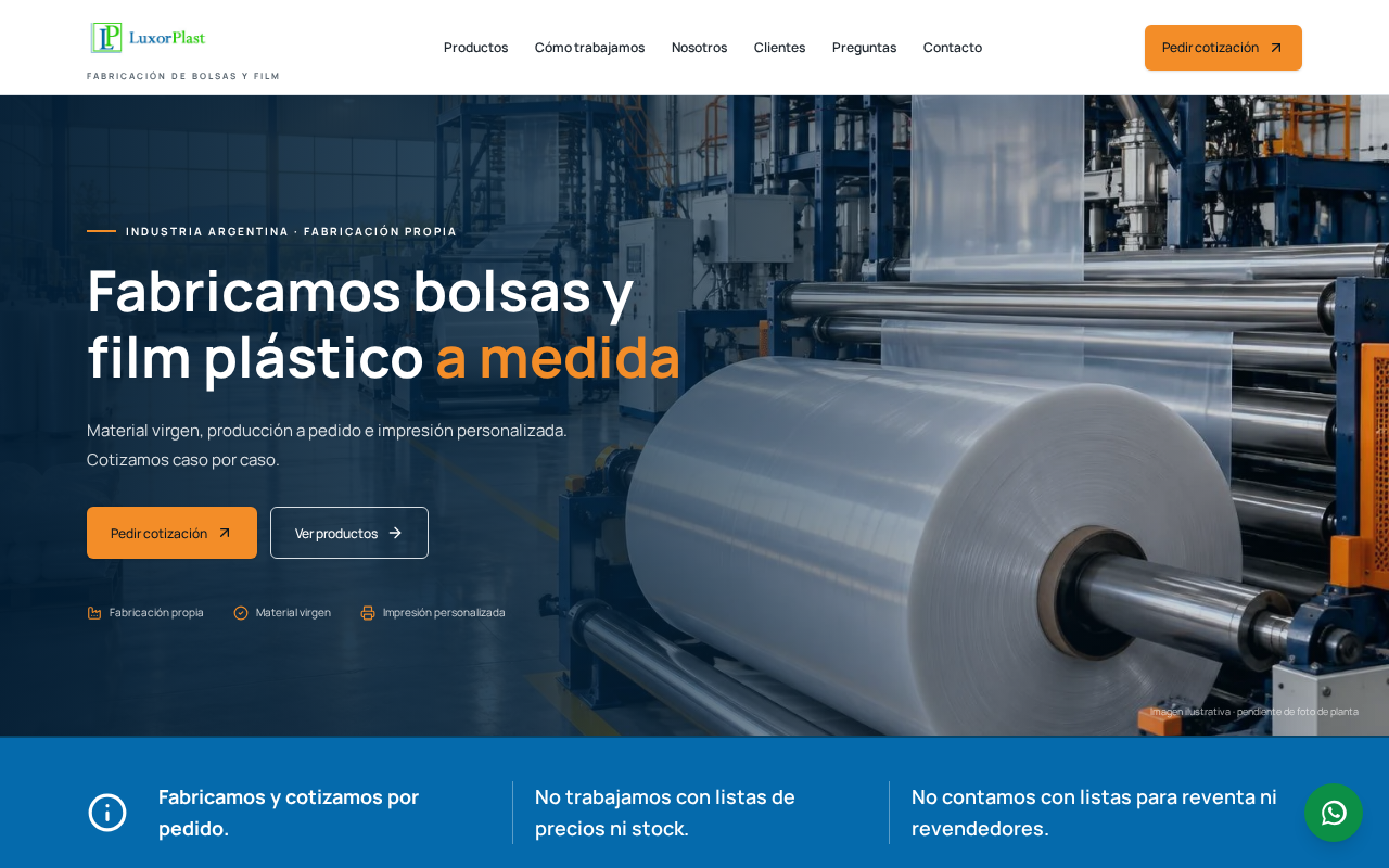 Captura del sitio de Luxorplast